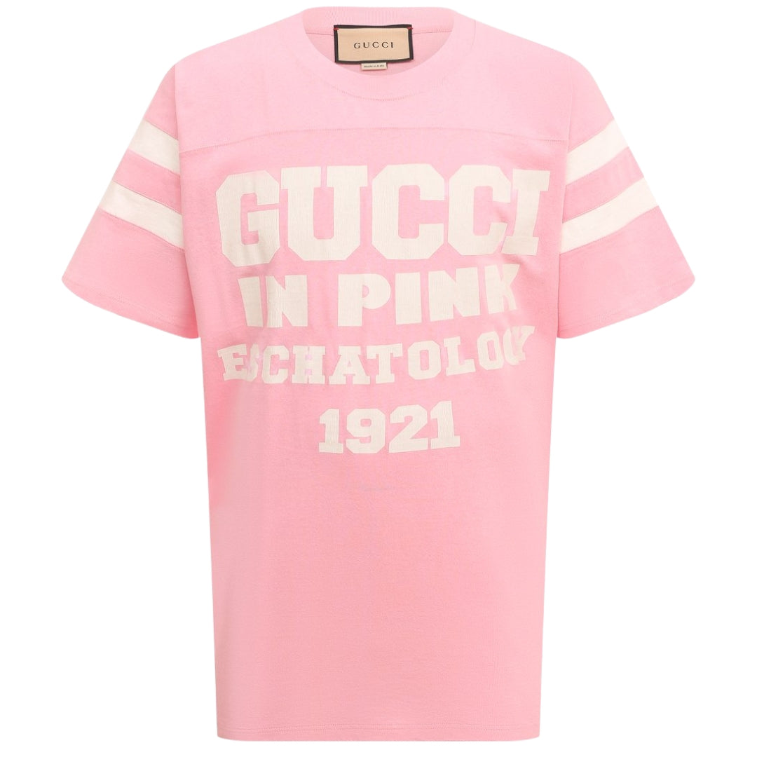 Gucci 25 Eschatology Logo Oversized Fit Pink T-Shirt S