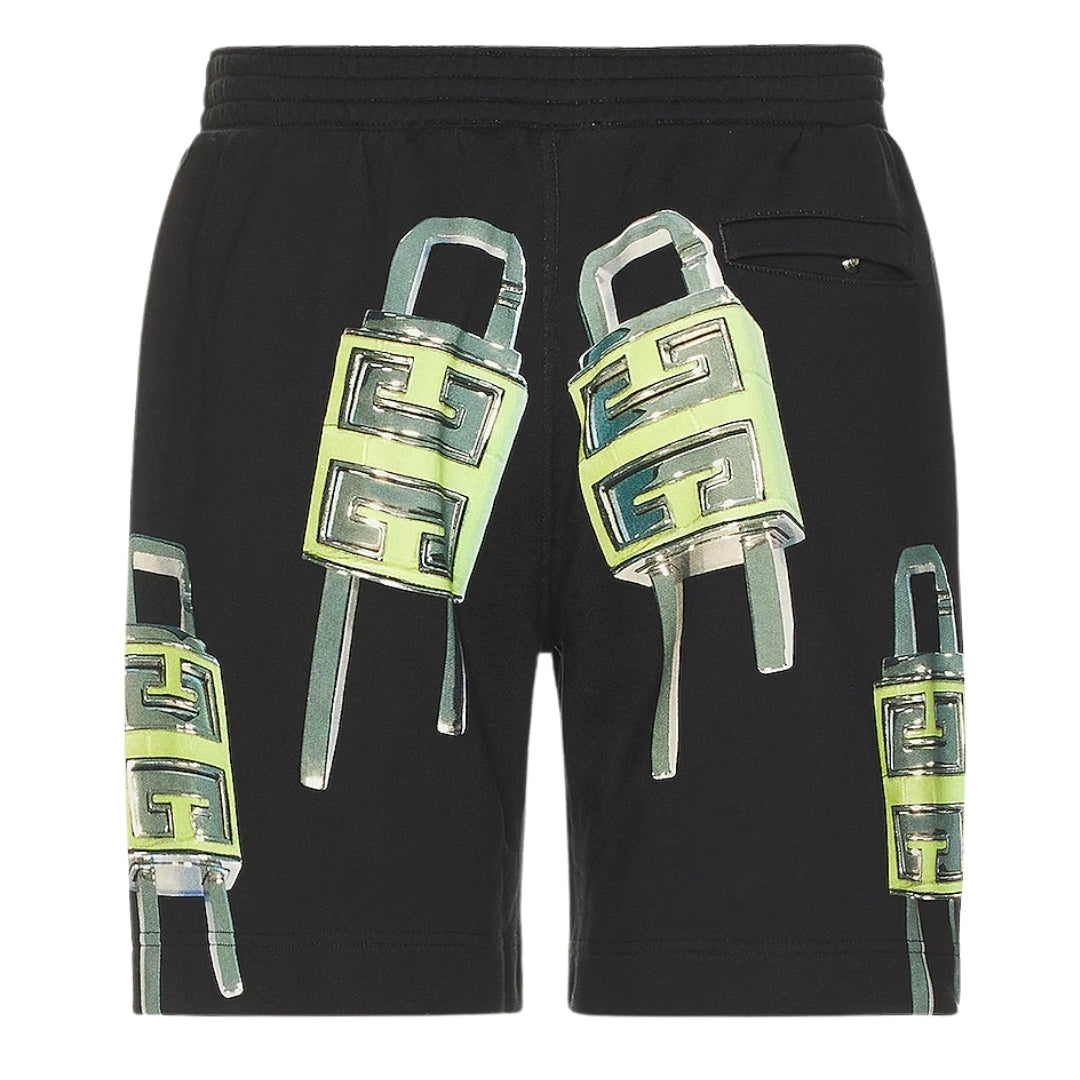 Givenchy Padlock Design Board Fit Black Bermuda Shorts L