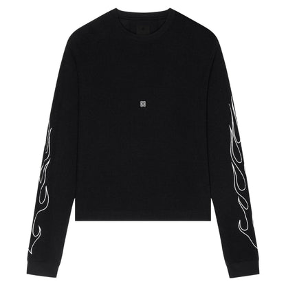 Givenchy Dragon Flames Design Boxy Fit Black Long Sleeve T-Shirt L