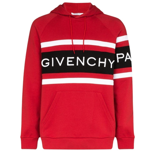 Givenchy Paris Embroidered Logo Red Hoodie L