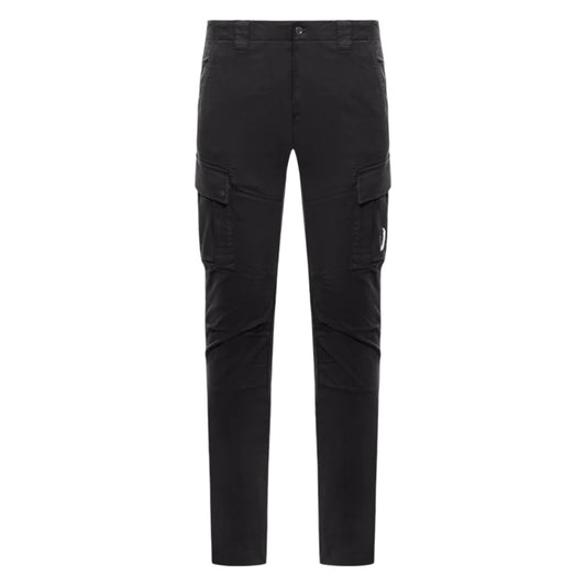 C.P. Company Stretch Satin Cargo Black Trousers