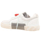 Off White Low Vulcaniized Distressed White Leather Sneakers