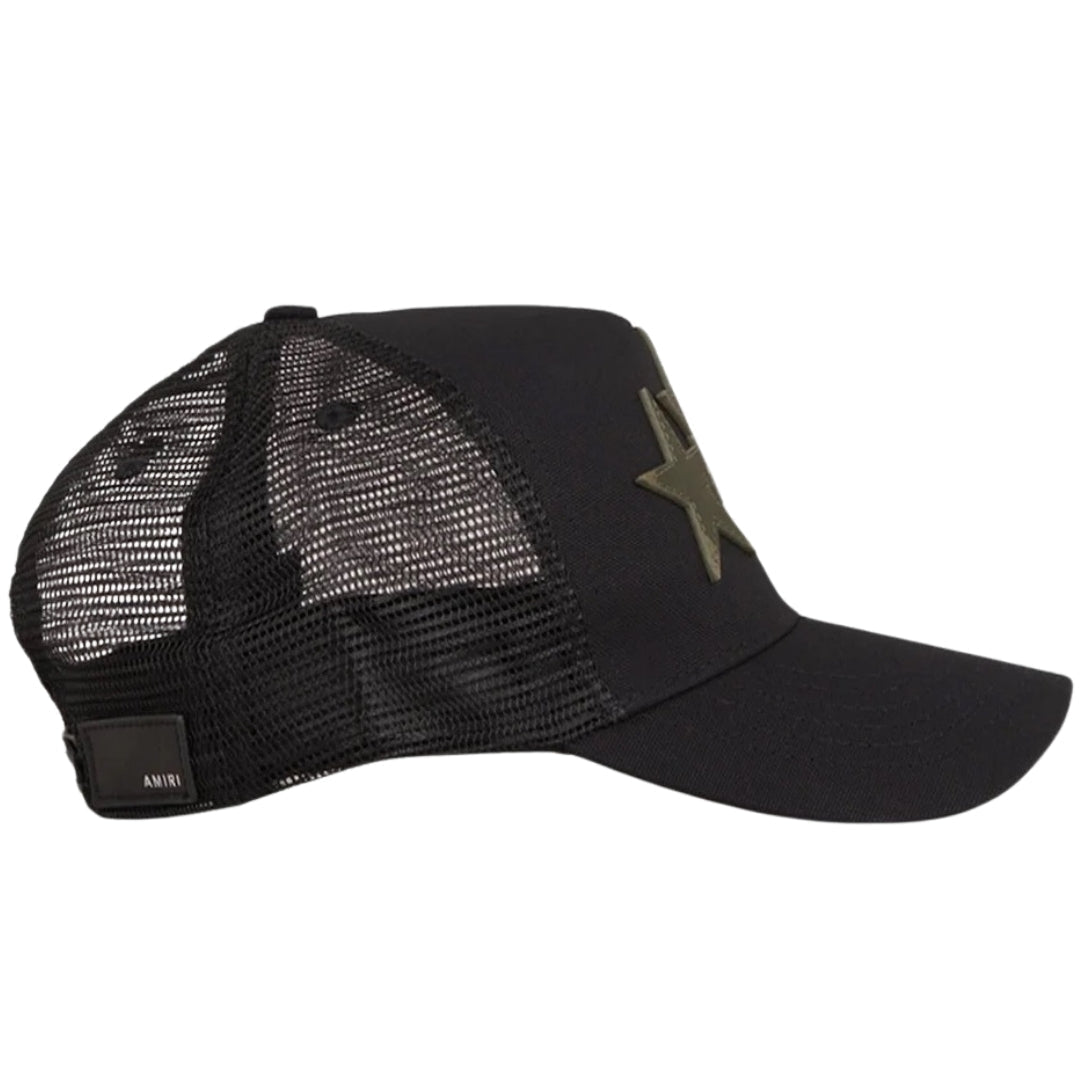 Amiri Three Camo Star Black Trucker Hat One Size