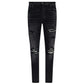 Amiri Brand Embossed Black Jeans