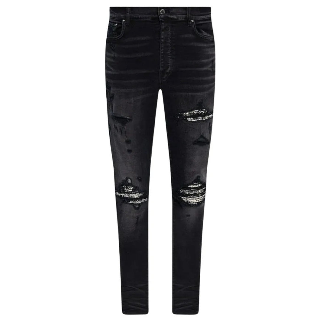 Amiri Brand Embossed Black Jeans