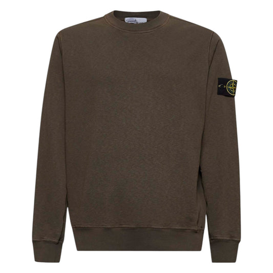 Stone Island Malfile Fleece 'Old' Effect Military Green Sweatshirt