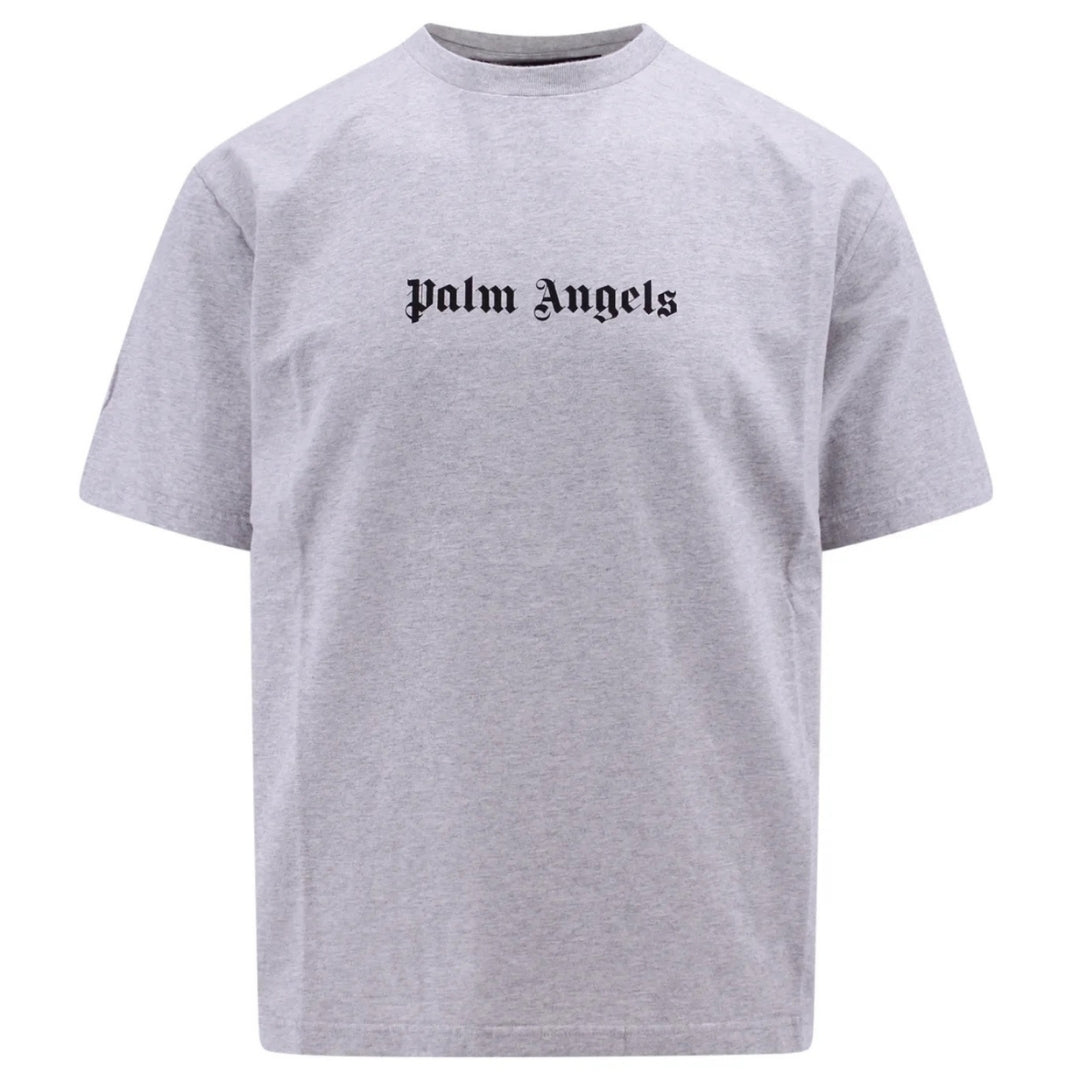 Palm Angels Plain Gothic Logo Slim Fit Grey T-Shirt