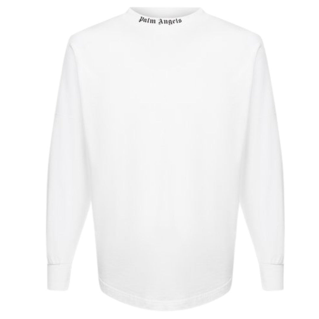 Palm Angels Double Classic Logo Long Sleeve White T-Shirt.