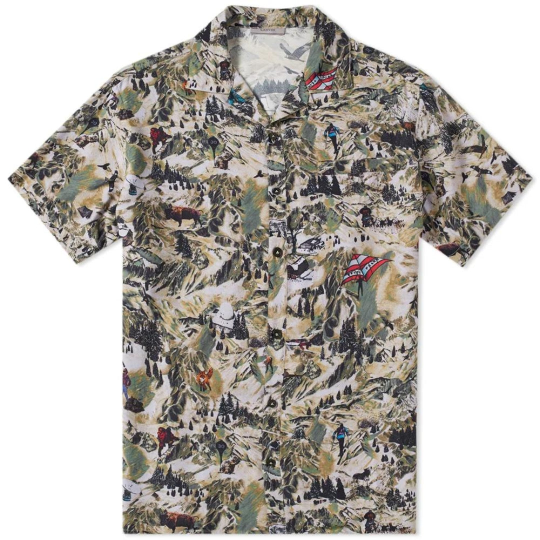 Lanvin Alpine Print Khaki Green Shirt