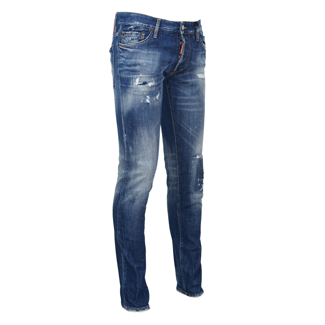 Dsquared2 Slim Jean Distressed Bleach Splatter Effect Jeans