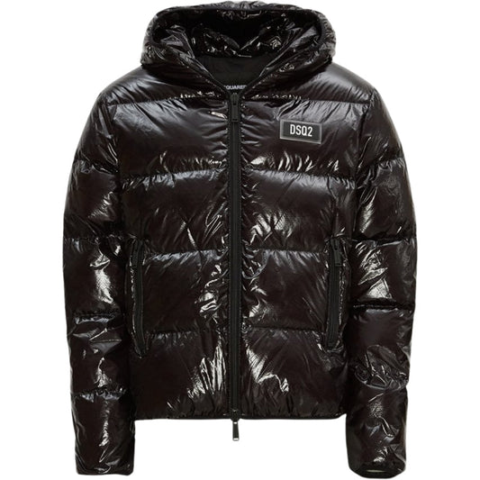 Dsquared2 Patch Logo Shiny Black Down Jacket